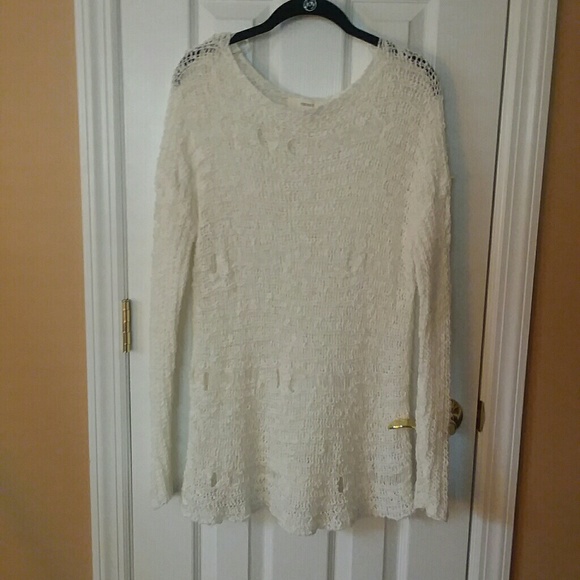 Forever 21 Off White Distressed Sweater - Picture 1 of 6